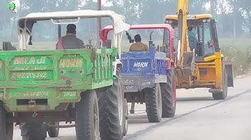 JCB 3dx Eco Loading Mud with Mahindra 275 Eicher 485 Mahindra 295Tractors