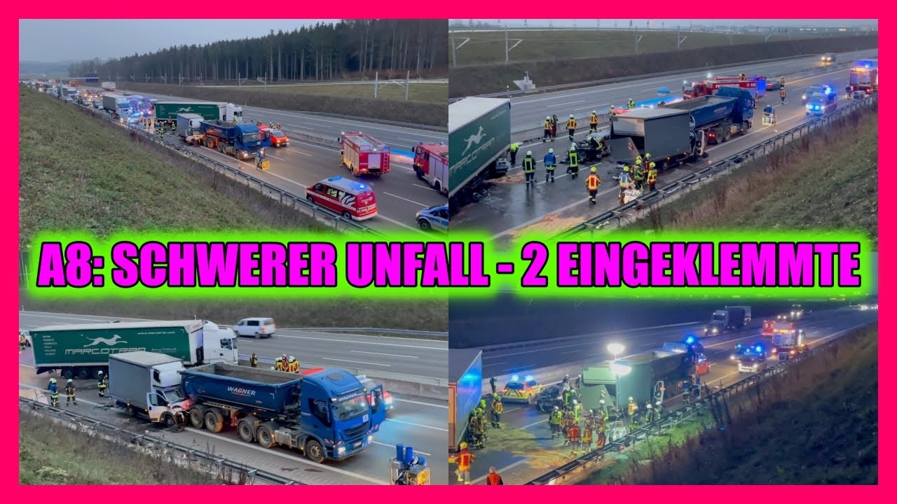 A8 | Merklingen: 🚑🚒 Schwerer Crash mit LKW & PKW + zwei Eingeklemmte - [Rettungsarbeiten]  🚒🚑 [E]