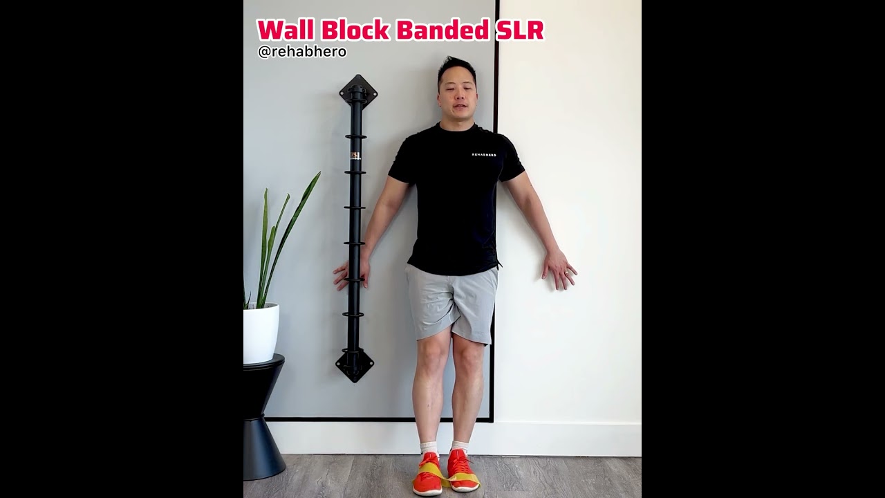 Wall Block Banded Straight Leg Raise