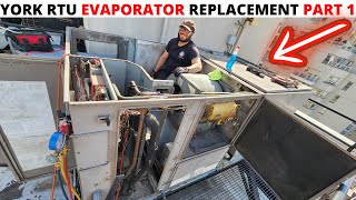 HVAC: YORK RTU Dual Circuit Evaporator Coil Replacement PART 1 (York RTU Evaporator Installation)