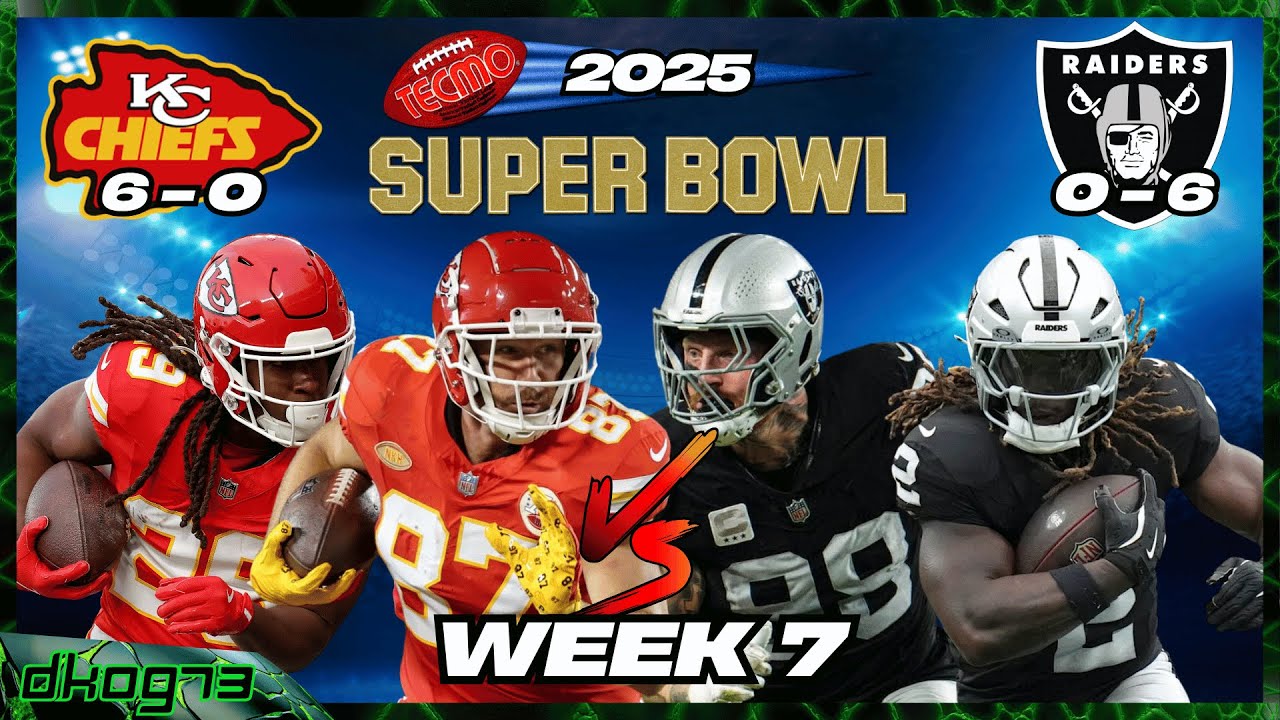 Tecmo Super Bowl 2025 (NES) 🏈 Chiefs vs Raiders - 2025 NFL Season Week 7 