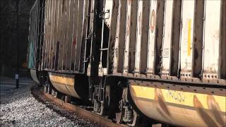 CSX 443 and 38 leads a coal train through Harpers Ferry