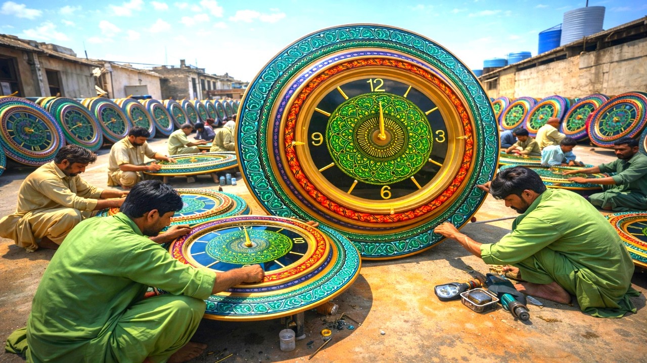 Часовая индустрия - Пакистанские мужчины изготавливают красивые часы из дерева - @WoodworkingHands