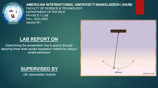 Physics 1 |  LAB Report-01 Presentation | Simple Pendulum | Powerpoint Presentation | AIUB