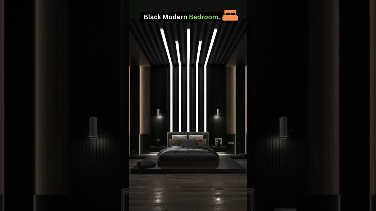 Black modern bedroom. 