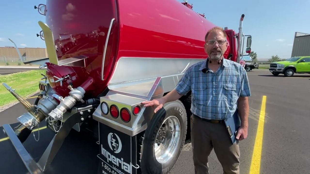 Steel tank with stainless steel accessories mounted on a Freightliner M2