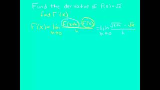 Finding the Derivative of a Square Root Function