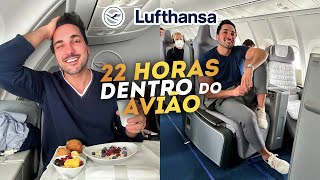 Como é Voar Na Classe Executiva da Lufthansa no Avião Mais Comprido do Mundo? GRU FRA JNB no B747-8