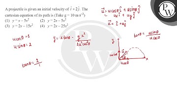 A projectile is given an initial velocity of \( \hat{i}+2 \hat{j} \). The cartesian equation of ....