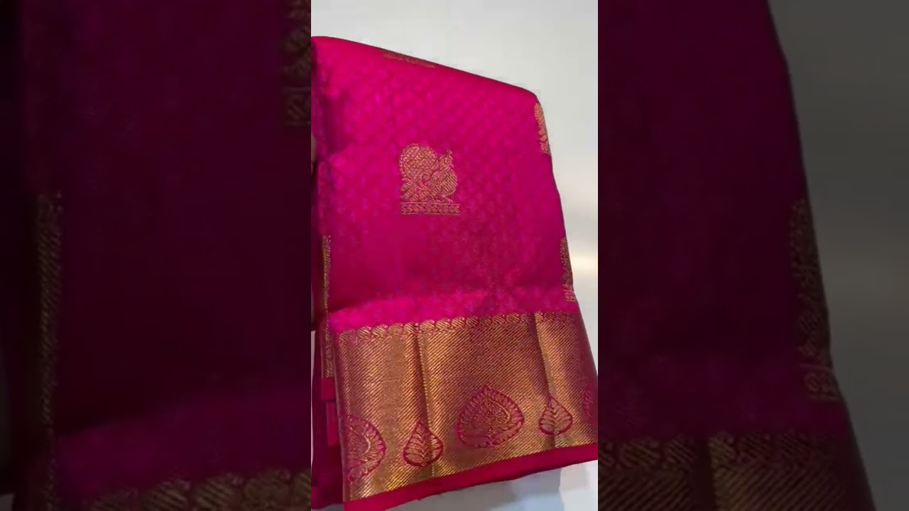 3gram purezari Kanchipuram handloom butta silksaree with thread work Red and hot pink dual tonecolor