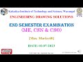 ENGINEERING DRAWING (ME, CSN &amp; CSO) END SEMESTER EXAMINATION (10/07/2023) SOLUTIONS