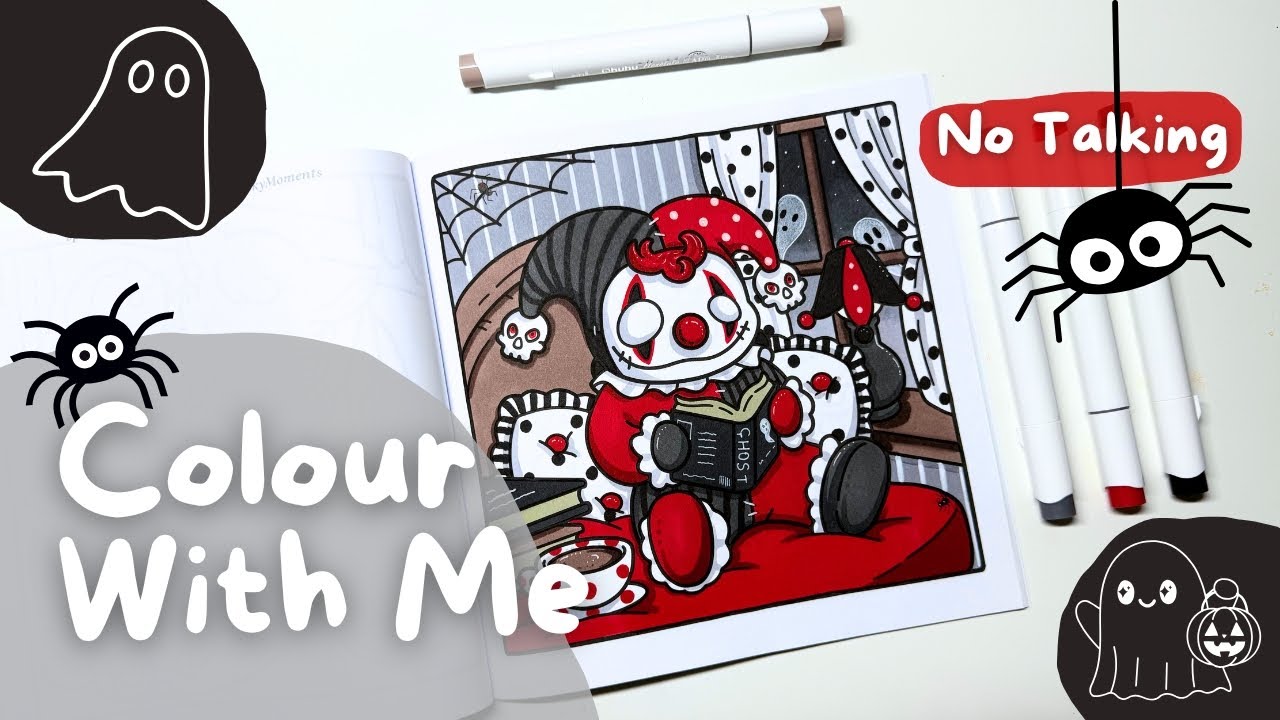 Cozy Colour With Me ASMR - Jade Summer Spooky Moments + Ohuhu Markers