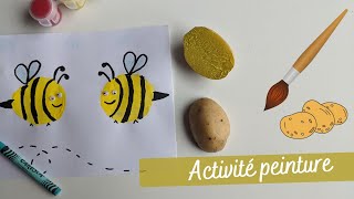 Activité manuelle de printemps : peindre des abeilles avec une pomme de terre