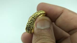 925 Sterling Silver Gold Finish Oxidized Snake Ring For Men