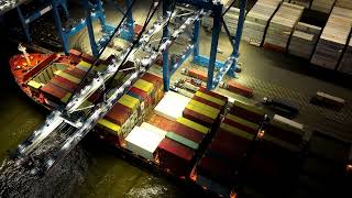 Aerial Timelapse of Cargo Ship Loading in Philadelphia PA