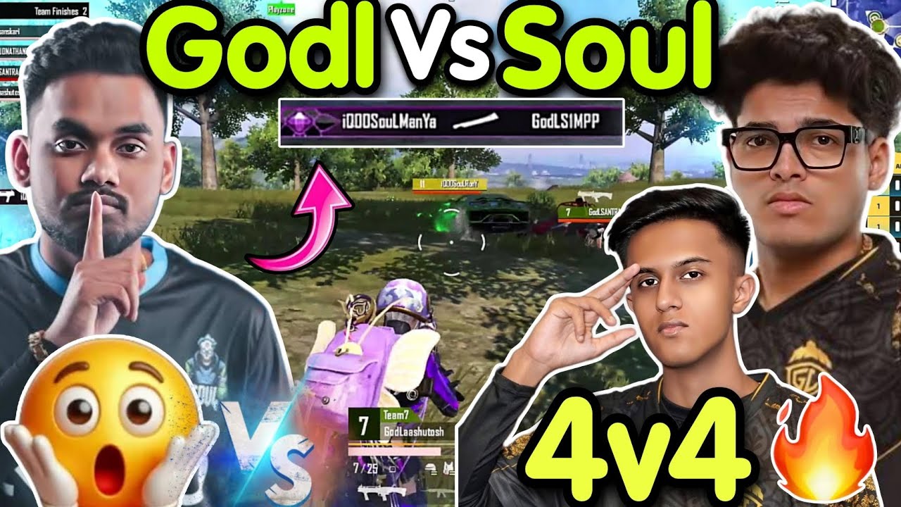 Godl Vs Soul 4v4 Fight 🔥 Manya Vs Simp 😲 Godlike Wiped Soul In 5 Second ...