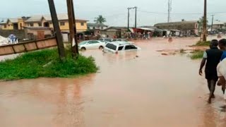 Severe flooding hits Isawo road, Ikorodu, Nigeria. Natural disasters