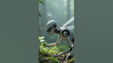 A robot searches for mechanical insects in the grass