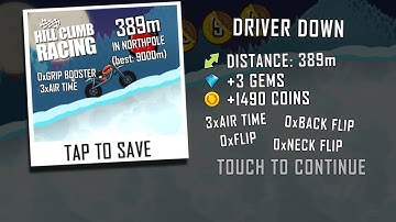 Hill Climb Racing: Minibike in North Pole With Music & Sound: 389m