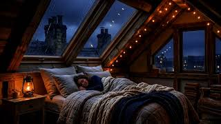 10 Hours of Heavy Rain on Skylight 💤 Sleep Fast with Cozy Attic Ambience
