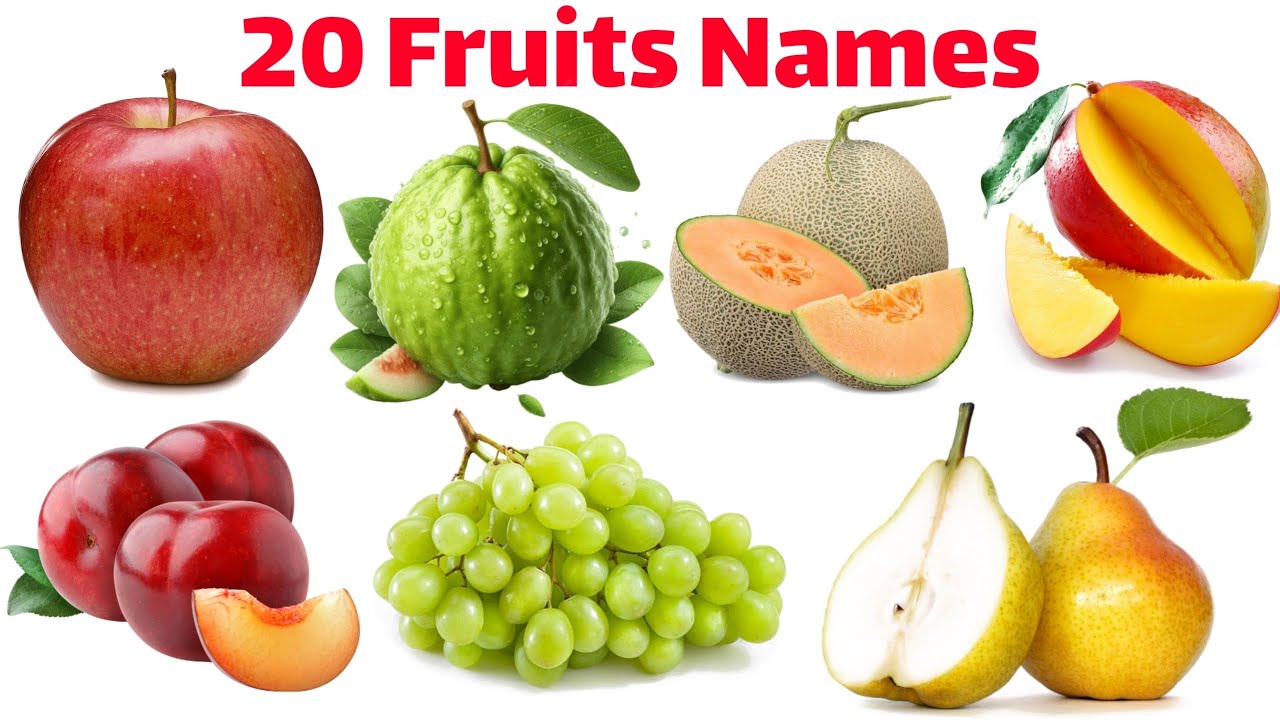 20 Fruit Names for Kids | Learn Healthy Fruits in English | Educational Video