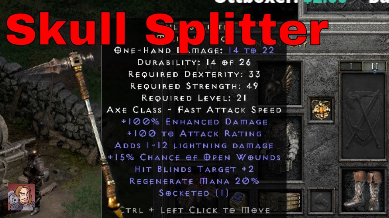 D2R Unique Items - Skull Splitter (Military Pick)