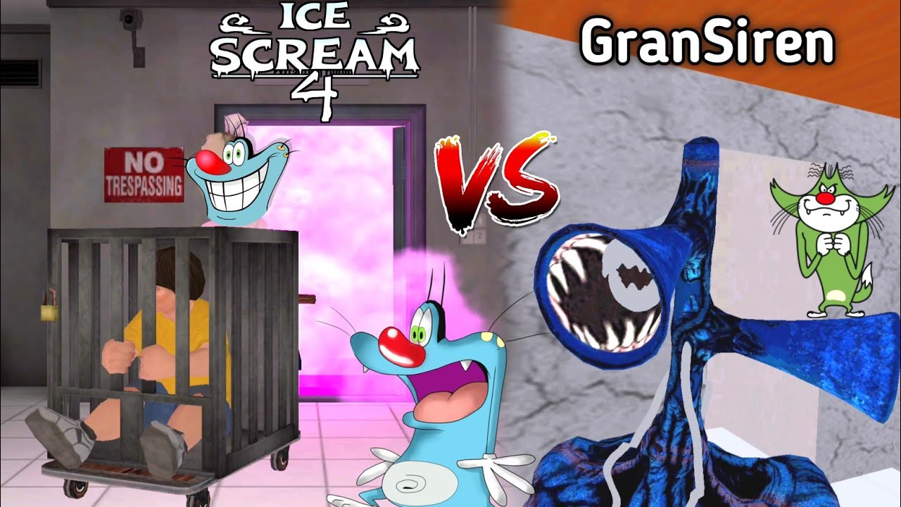 Ice Scream 4 Vs GranSiren Head With Oggy and Jack