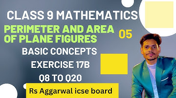 perimeter and surface area of plane figures| class 9 maths| 17B wo to q20|RS Agarwal|ICSE|