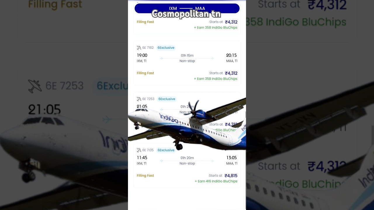 Madurai to Chennai flight travel 