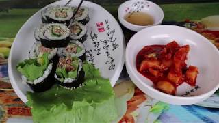 Корейский ролл Кимпаб рецепт 참치김밥 Seaweed rice tuna roll (Tuna Gimbap) Chamchi-gimbap recipe
