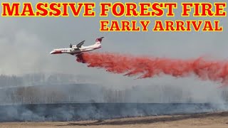 **EARLY ARRIVAL/FOREST FIRE** Firefighters Battle A Massive 50 Acre Fire West Of Calgary | CFD