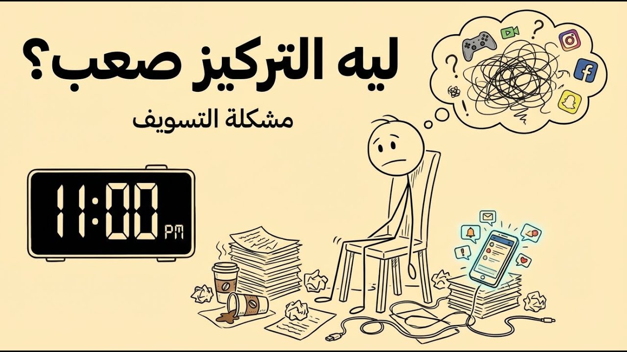 مشكلة التسويف  ليه التركيز صعب؟