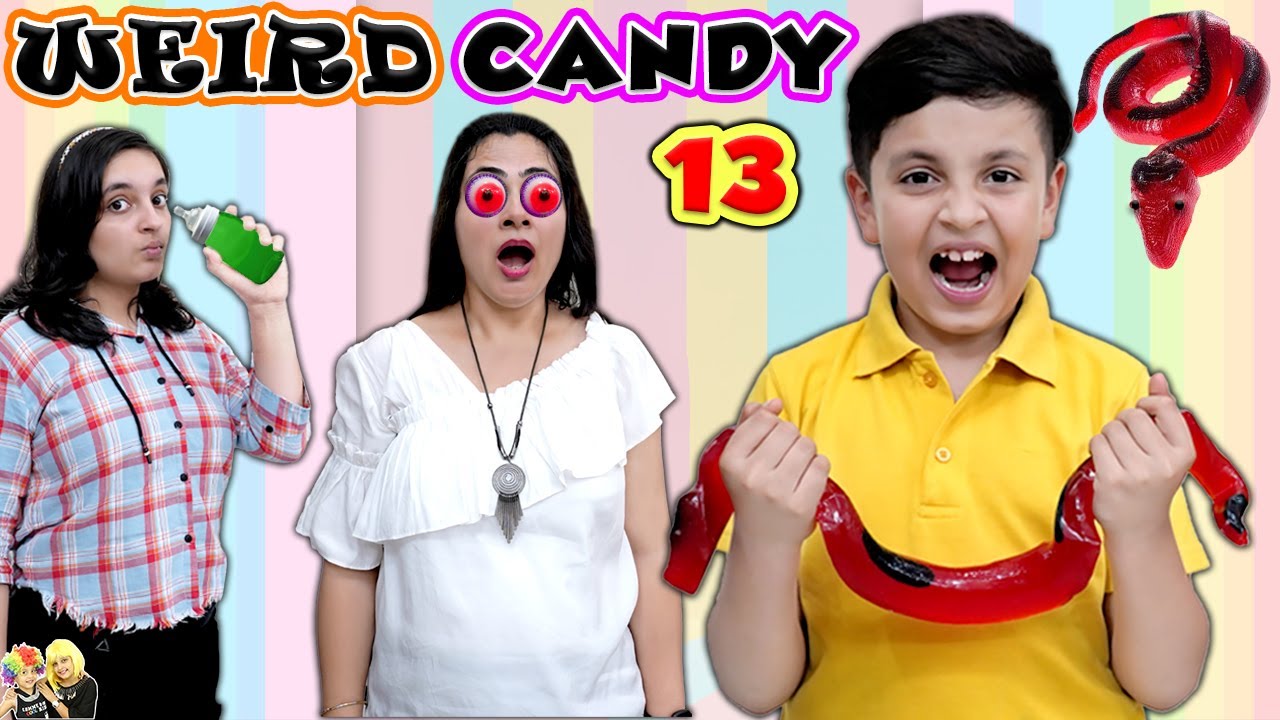 13 WEIRD CANDY  Giant Gummy Snake  American Candy Eating Challenge  Aayu and Pihu Show