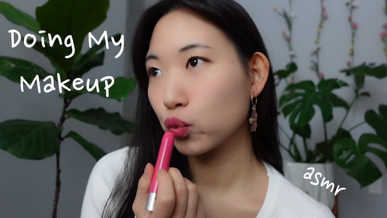 ASMR Doing my Makeup (Korean & American Products)