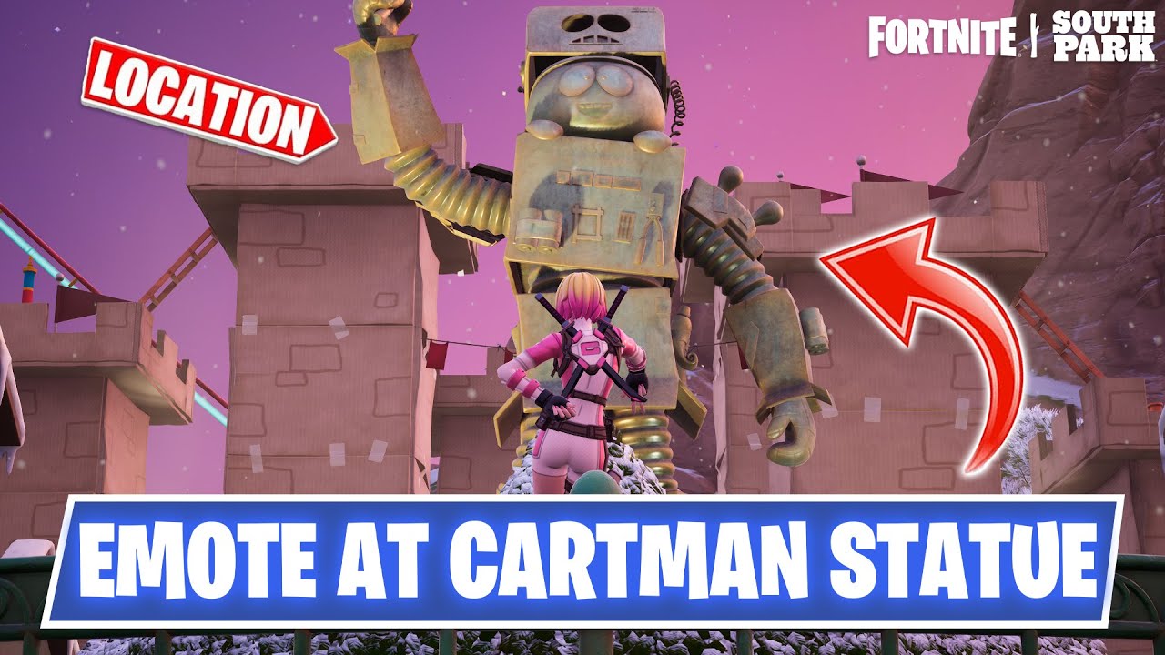 Fortnite - Как *ЛЕГКО* использовать граффити или эмоцию в радиусе 10 метров от статуи Картмана | ...