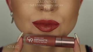 SOFT & MATTE CREAMY LIPCOLOR GOLDENROSE SWATCH ALLE KLEUREN