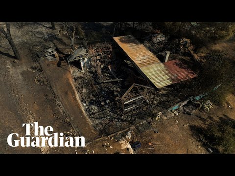 Greece wildfires: drone footage shows scale of destruction