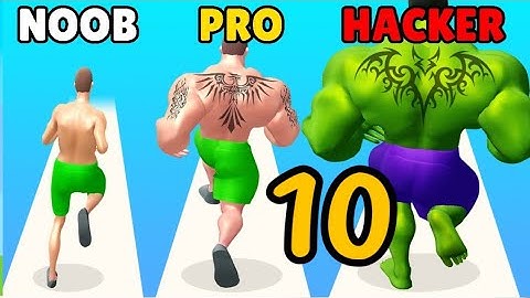 NOOB vs PRO vs HACKER in Muscle Rush ❤️ All Levels Gameplay, NEW Games iOS, Android