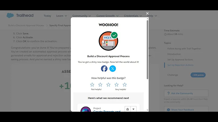 Specify Final Approval and Rejection Actions || Build a Discount Approval Process - Salesforce