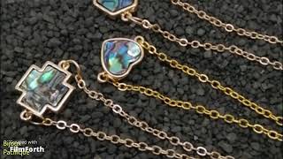 Gold heart-shaped abalone mother-of-pearl pendant