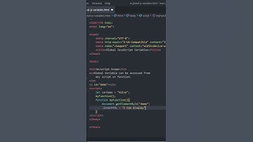 Global Variable in JavaScript #html #css #javascript #scope #global #shorts