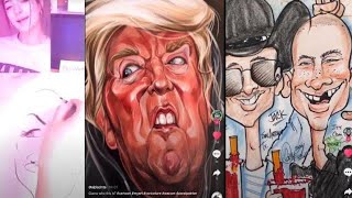 TIKTOK Incredibly Funny Caricature Compilation! Hilarious Reactions! #artist #drawing #fun