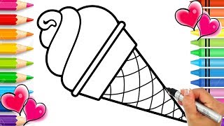 Rainbow Ice Cream Cone Coloring Page with Real Sprinkles! | Rainbow Coloring Book | Printable