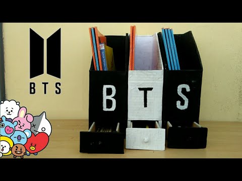 Cara membuat rak  buku  BTS dari  kardus  HOW to make a BTS 