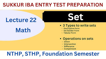 Math Lect 22 Sets Operations of Sets Basic maths Sukkur IBA Entry Test Preparation #sukkuriba