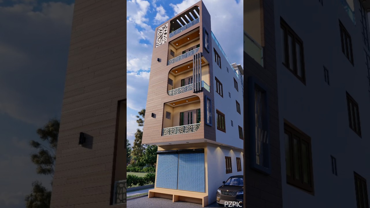 Современный дизайн дома 17 x 40, фасад, 3D-дизайн