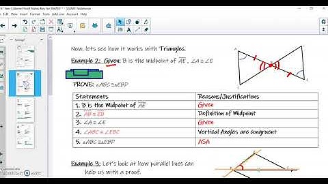 two column proofs notes part 1