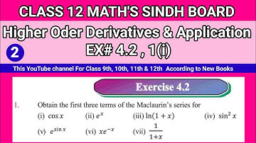Class 12 Maths Unit 4 Exercise 4.2 Question 1(i) Higher Order Derivatives and Application