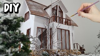 Загородный зимний домик из картона своими руками / DIY