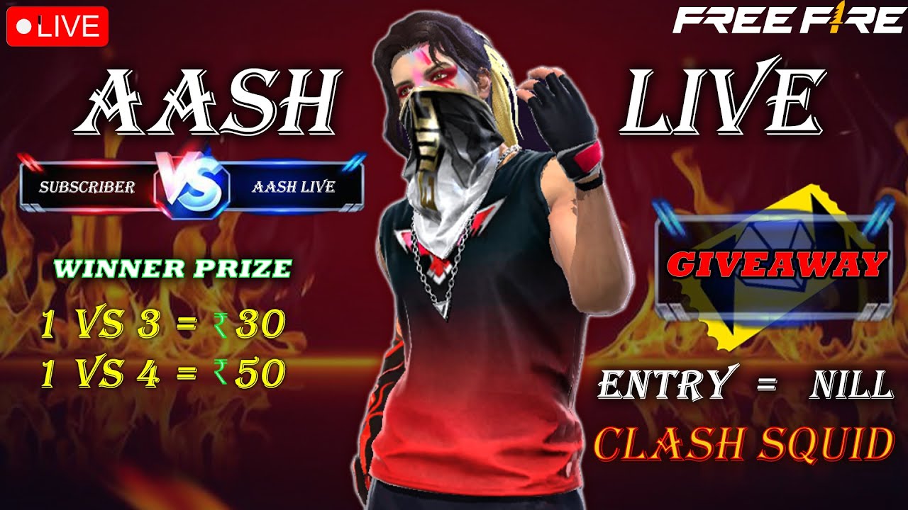 CS Giveaway Custom 🔥 1v4 Challenge | Beat Team AASH LIVE & Win Cash 💰 | Free Fire Live | AASH LIVE